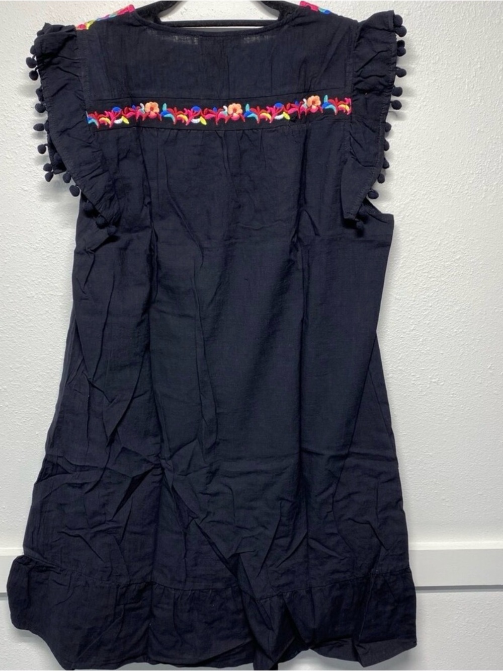Black Embroidered Sleeveless Ruffle Dress - Women - Picture 2 of 5